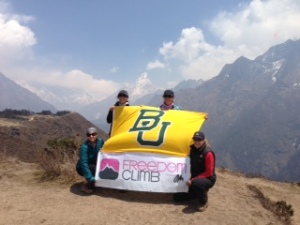 The climbers of the team who went to Baylor University take a minute to celebrate being alumni :)