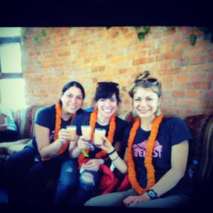 Greeted warmly in Kathmandu - Sarah, Kerith, and Tiffany