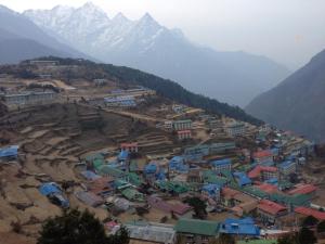 View of Namche where they stayed last night
